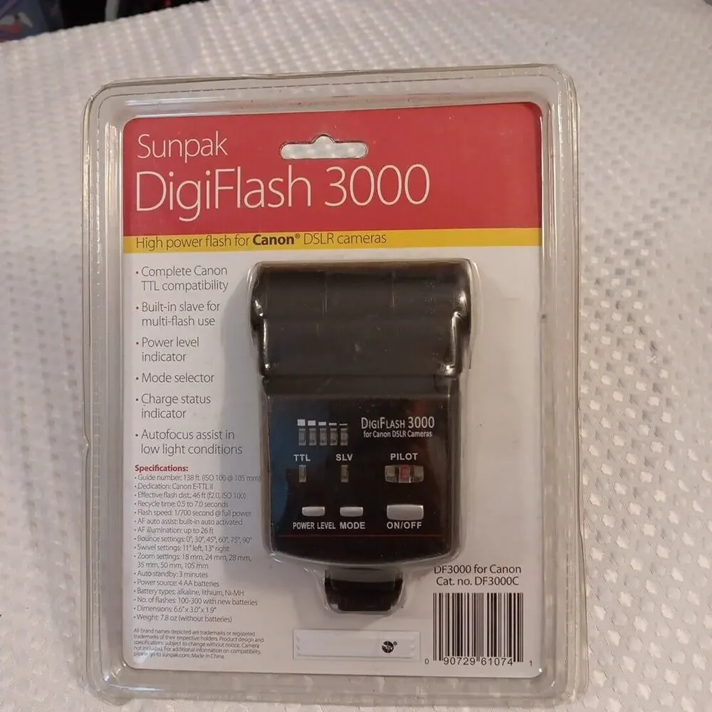 Sunpak DigiFlash‎ DF3000 High Power Flash for Canon DSLR Cameras TTL Compatible